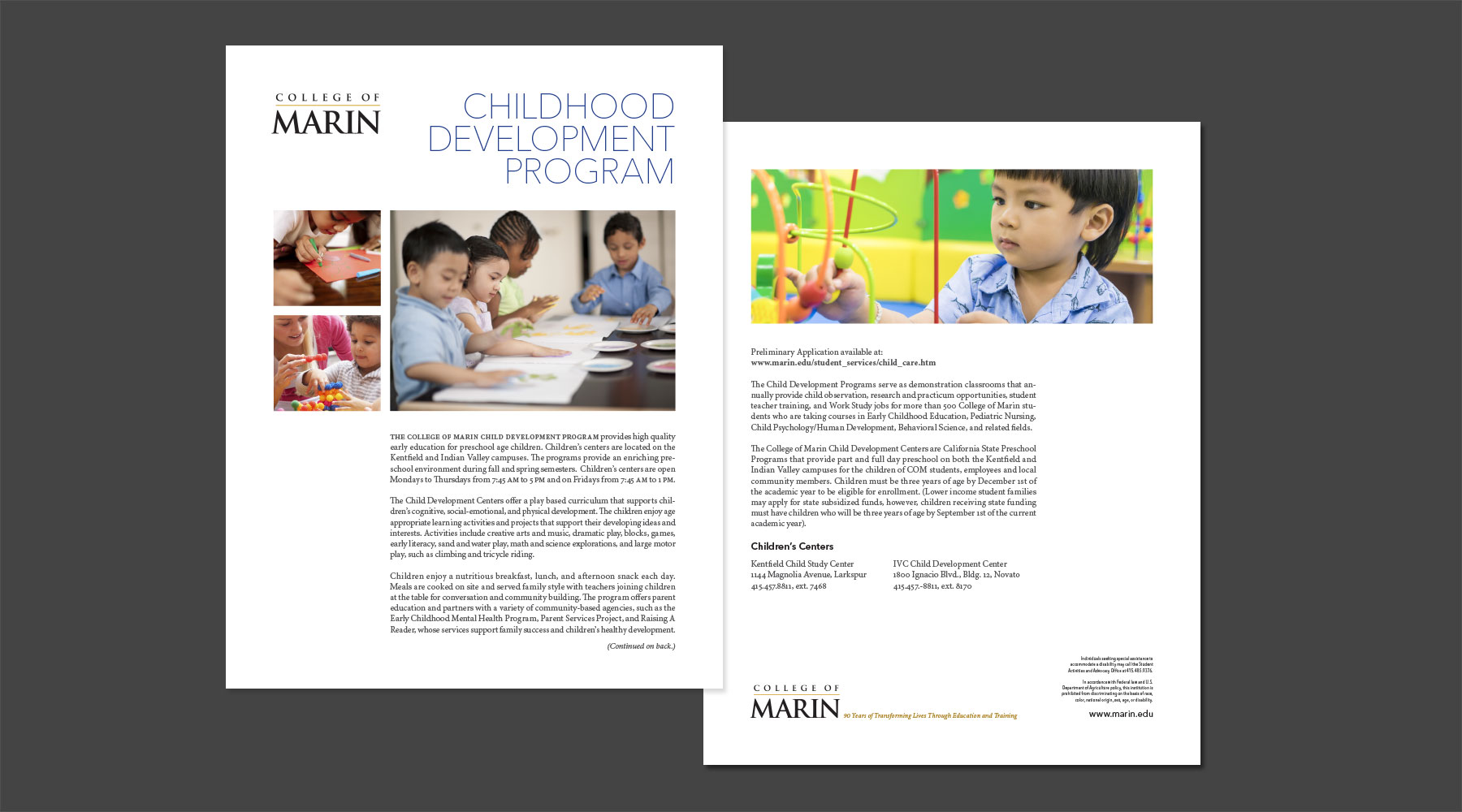 College of Marin Childhood Development Program Flyer