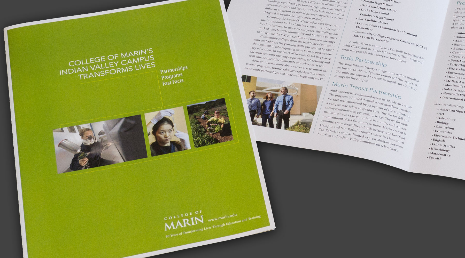 Brochure for College of Marin Indian Valley Campus