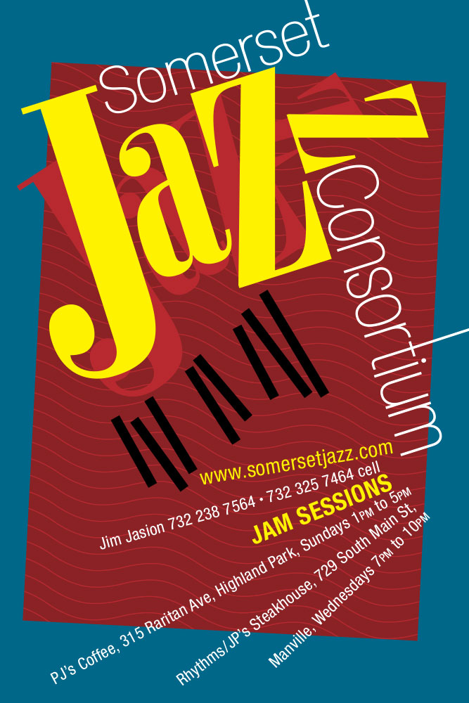 Illustrated typographic poster for Somerset Jazz Consortium