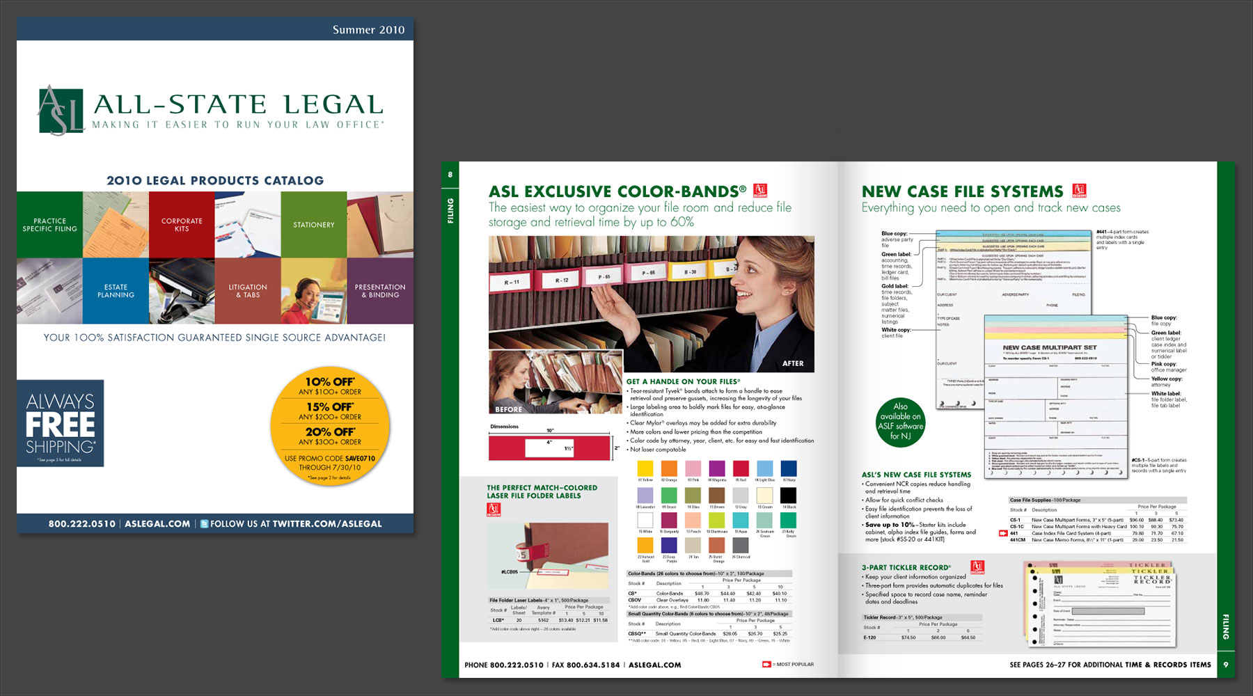 Catalog design for legal stationery supply company, cover and interior