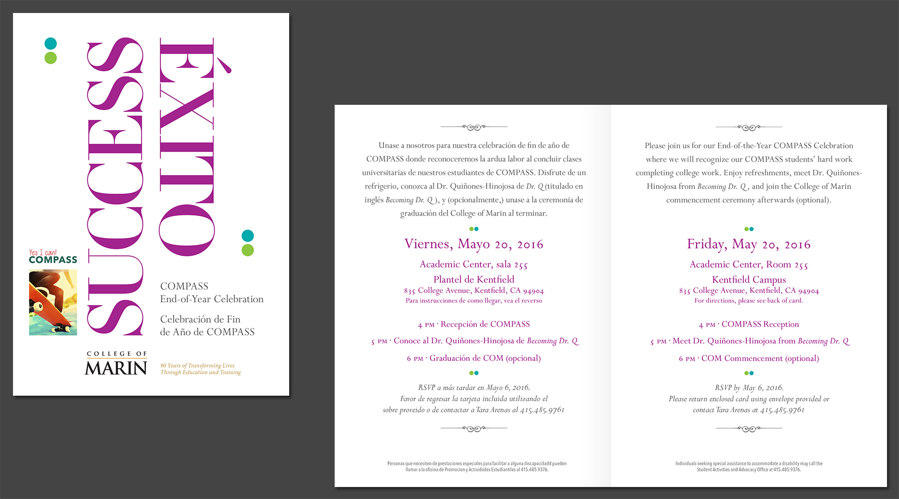 Mail invitation for COMPASS event at College of Marin