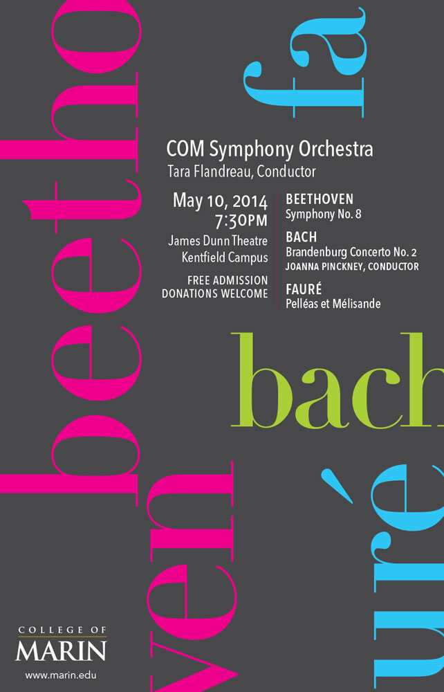 Typographic symphony poster, Beethoven, Fauré, Bach